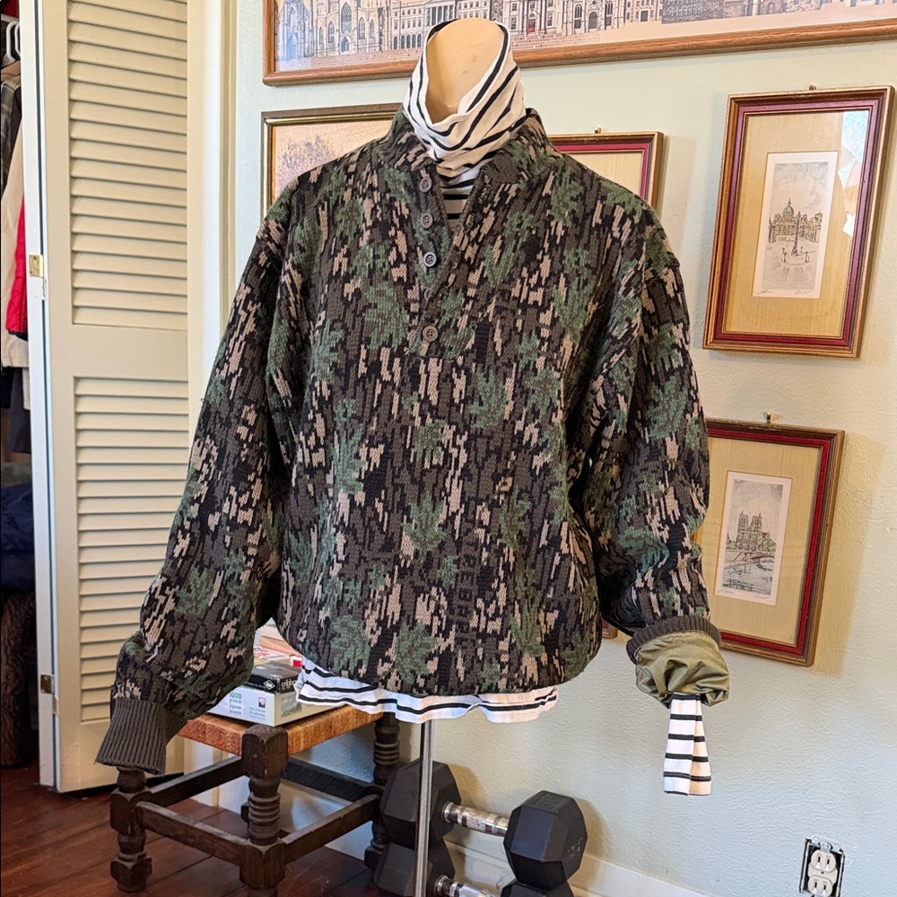 Cabelas Unisex Lined Vintage Camouflage Patterned Sweater